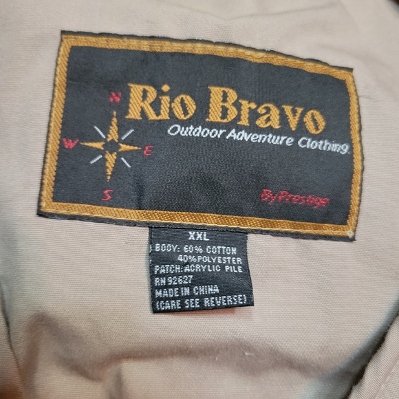 Rio Bravo By Prestige Fishing Vest Adult XXL Tan Canvas Full Zip Pockets - Picture 9 of 12
